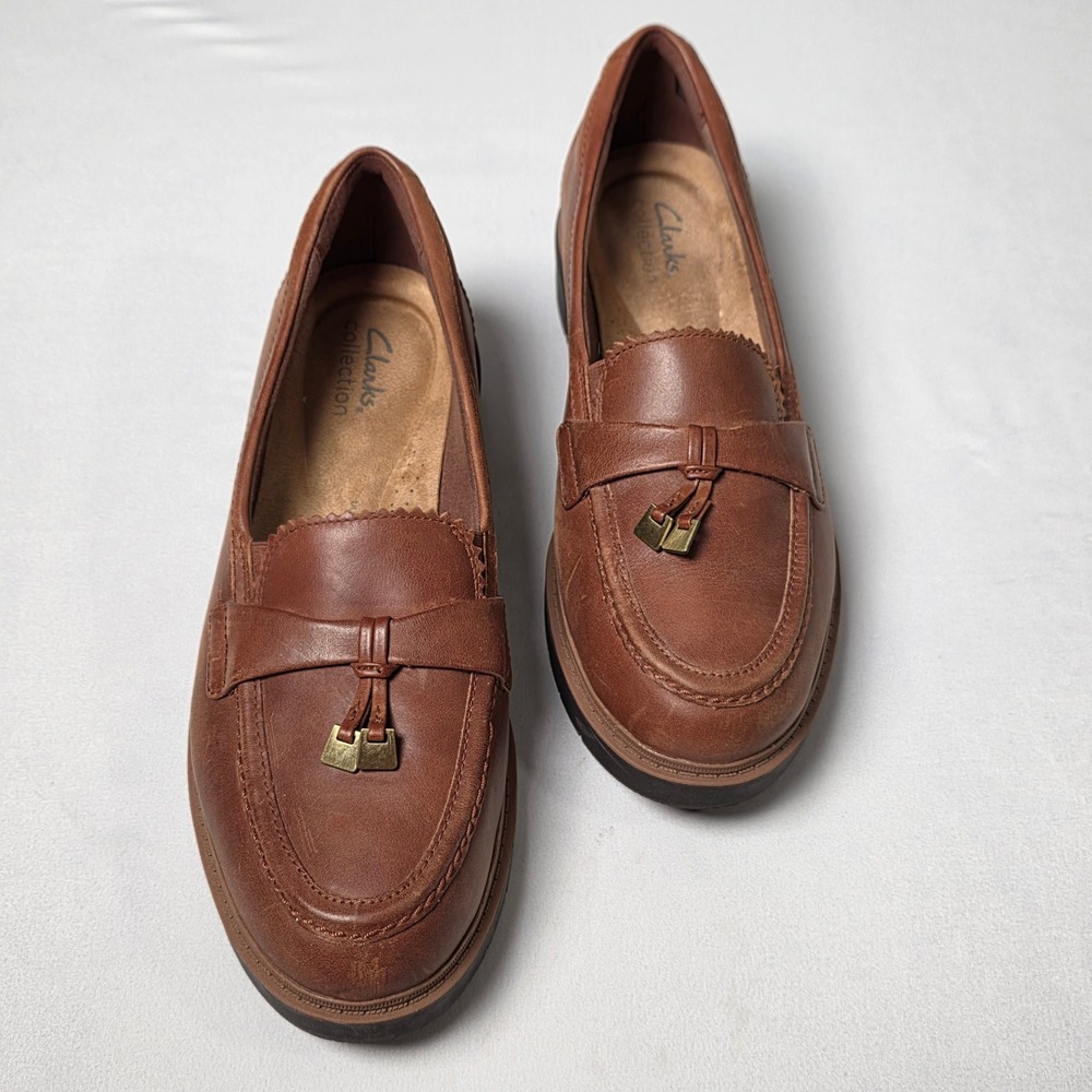 Clarks Brown Leather Tassel Loafers